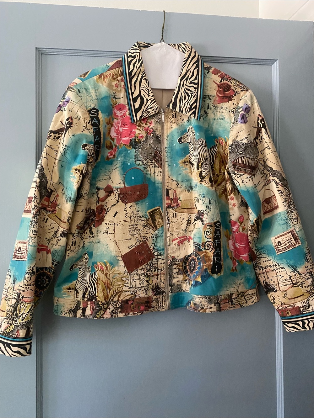 City Girl Lined Zipper Jacket Safari Theme